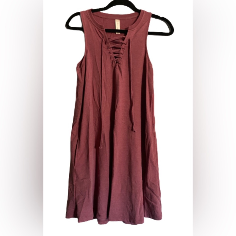 Altar’d State- Rusty Rose Lace- Up Dress